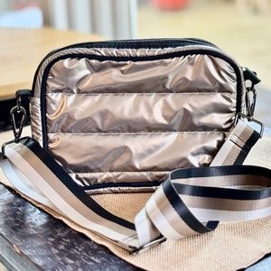 Haute Shore Drew Crossbody Metallic Silver Puffer